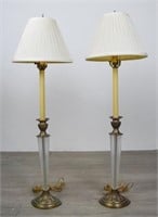 Pair of Chapman Brass & Glass Lamps