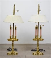 Pair of Brass Clover Form Lamps