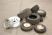 (6) Assorted Carlisle Tires- (4) w/Rims, Trailer
