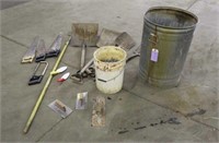 Galvanized Trash Can, (3) Hand Saws, Hack Saw, (3)