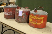 (3) Vintage Metal Fuel Cans
