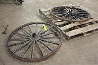 (2) Wood/Steel Wheels, Approx 38"