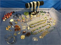 Nice Lot of Costume Jewelry & 15 Marbles