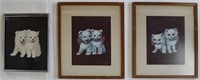 LOT 3 VINTAGE DOG & CAT PAINTINGS SIGNED