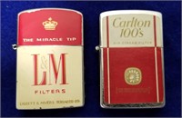 (2) Vintage Cigarette Advertising Lighters