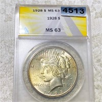 1928 Silver Peace Dollar ANACS - MS63