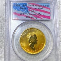 1998 $50 Gold Maple Leaf PCGS - GEM UNC WTC COMMEM