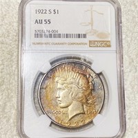 1922-S Silver Peace Dollar NGC - AU55