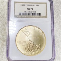 2005-P Marines Silver Dollar NGC - MS70