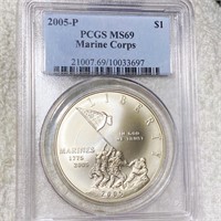 2005-P Marine Corps Silver Dollar PCGS - MS69