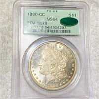 1880-CC Morgan Silver Dollar PCGS - MS 64 CAC