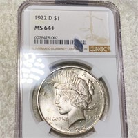 1922-D Silver Peace Dollar NGC - MS64+