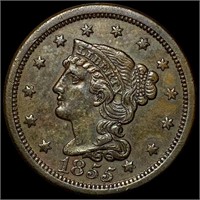 1855 Braided Hair Large Cent CLOSELY UNC