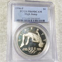 1996-P High Jump Silver Dollar PCGS - PR 69 DCAM