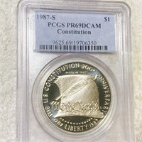 1987-S Constitution Silver Dollar PCGS - PR69DCAM