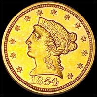 1854 $2.50 Gold Quarter Eagle UNCIRCULATED
