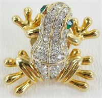 Frog Lapel Pin (Tack) with Rhinestones