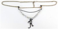 20" Necklace with "K" Pendant with Rhinestones