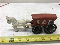 Cast iron ice wagon w/ horse
