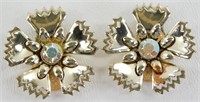 Vintage Clip Earrings with Rhinestones