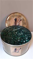 Large Tin of Bolder Marbles -Clear & Cat Eye - 70+