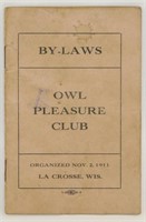 Rare Owl Pleasure Club By-Laws Advertising - La