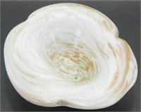 Hand Blown Glass Gold & White Bowl Candy Dish