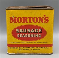 Vintage Morton’s Sausage Seasoning Cardboard Tin