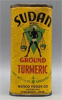 Vintage Sudan Ground Turmeric Cardboard Spice Can