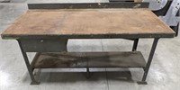 Metal Shop Table w/ Wood Top. 72x33x35