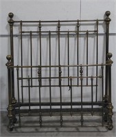 Antique Brass Bed Frame Head w/Curved Foot Board.