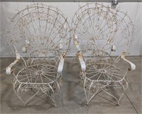 Intricate Twist-Iron Garden Chairs, Set of 4.