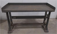 Metal Work Table w/ Wood Inlay on Top and