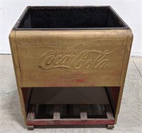 Gold Painted Coca-Cola Cooler. 31x25x34
