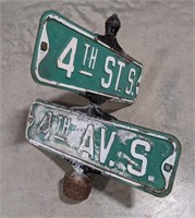 4th Street and Avenue Cast Iron Street Sign