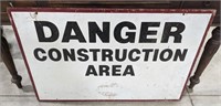 Vintage Wooden “Danger Construction Area“ Sign