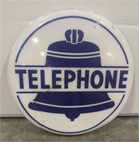 Vintage plastic Bell Telephone sign, cracked,