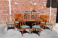 Dining Table with Eight Chairs and Two Leaves