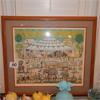 FRAMED CIRCUS PRINT 32 X 28 NUMBERED 66/300