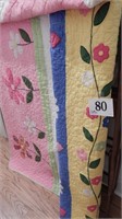 COLORFUL FLORAL QUILT APPROX. SIZE  66 X 84