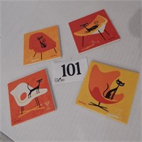 SET OF 4 COCKTAIL CATS COASTERS BY SHAG