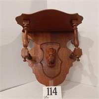 BLACK FOREST STYLE CLOCK SHELF WITH CARVED LION'S