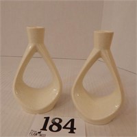 PAIR OF UNIQUE CANDLE HOLDERS 6 IN