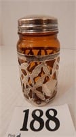 AMBER STERLING SILVER COVERED JAR 5 IN