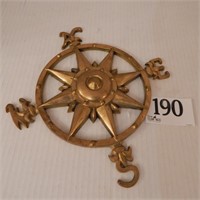BRASS COMPASS ROSE 12 IN WALL DECOR