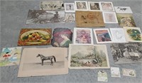 Box of unframed prints including Victorian,