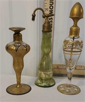 3 art glass perfume bottles