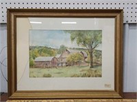 E. Frazier Barn watercolor approx. 27x22 Broken