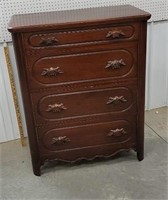 Walnut 4 drawer high boy. 46x37x21.