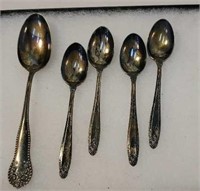 5 sterling silver spoons - 4 are childs